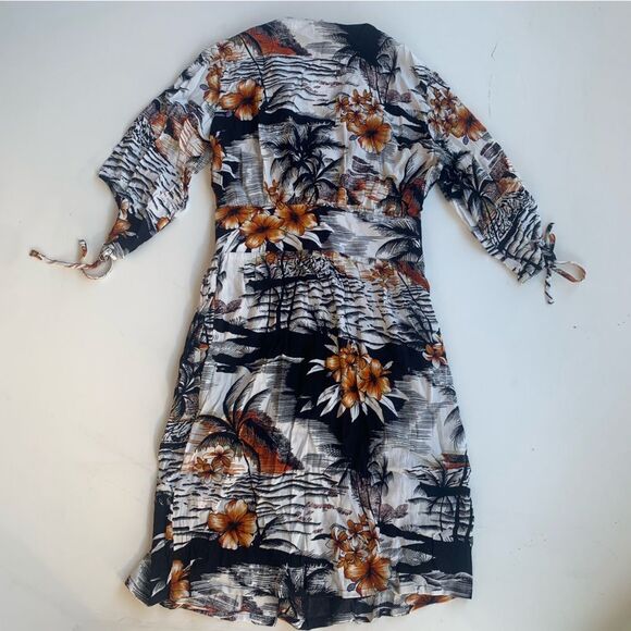 Maje Mini Dress Womens Sz 1 Rolina Hawaiian Print Button Front Tropical Pockets - Picture 2 of 13